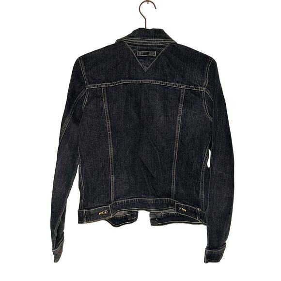 Vintage Tommy Hilfiger Black Button Front Pockets Denim Jacket Size Large - Picture 7 of 9